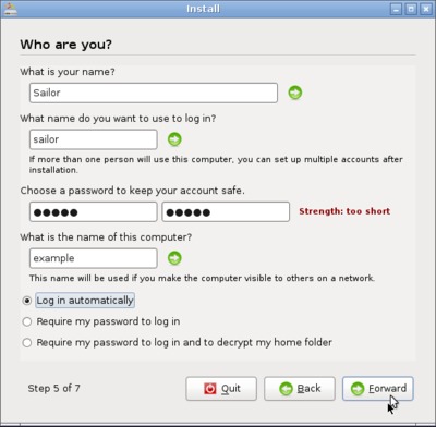 Installation step 5/7