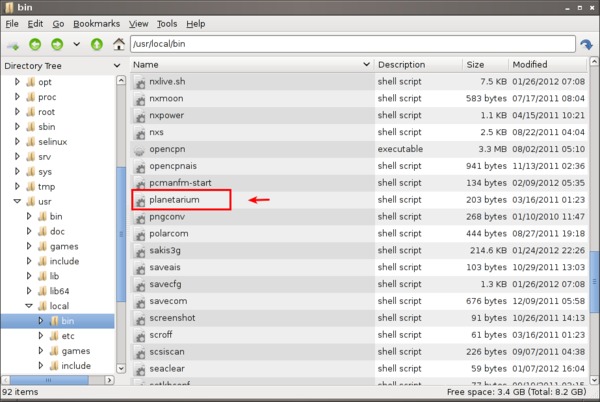Planetarium shell script in /usr/local/bin/