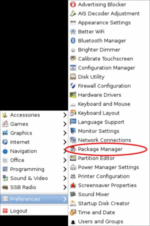 Synaptic in Manta Menu