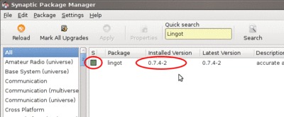 Package list after installation