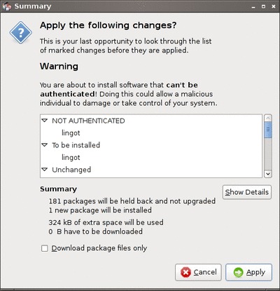 Summary of changes before installation