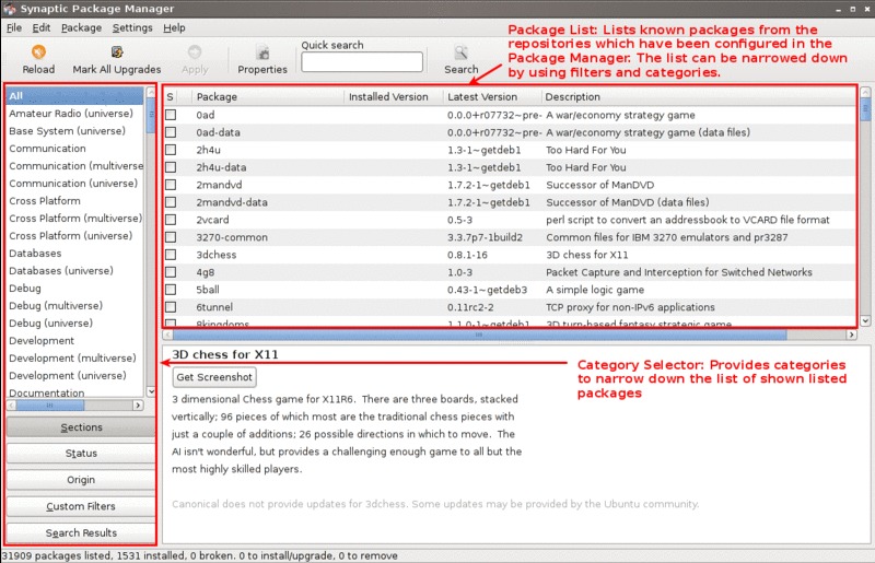 Synaptic main window